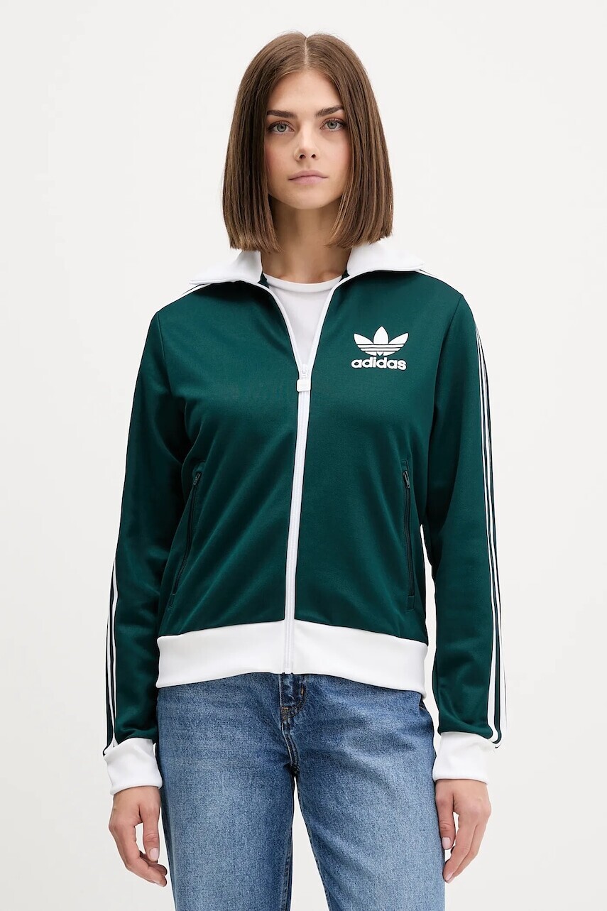 Mikina adidas Originals Classic Tt zelená farba, vzorovaná, JX7852
