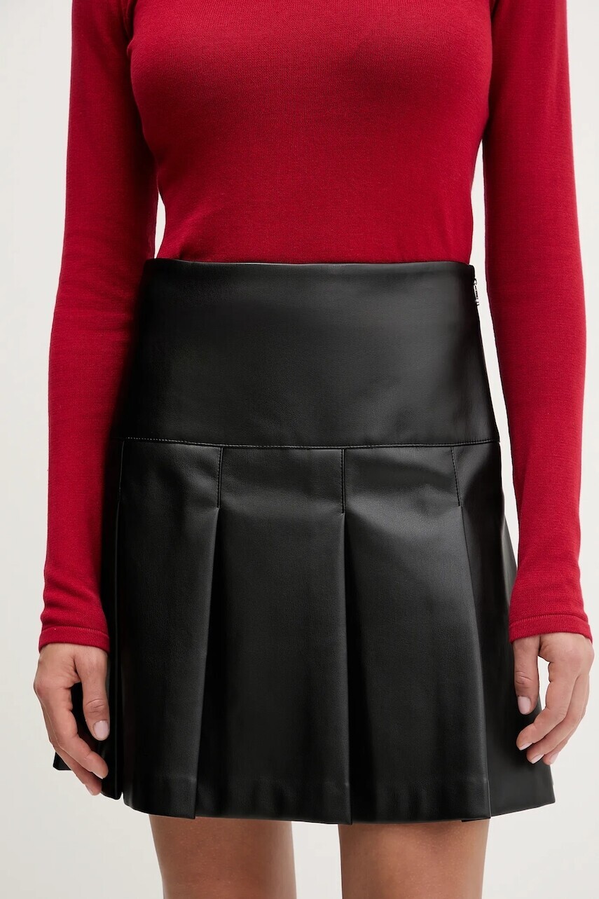 Sukňa HUGO čierna farba, mini, áčkový strih, 50550980