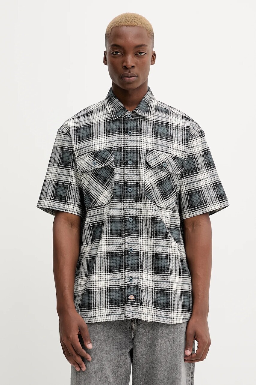 Bavlnená košeľa Dickies modrá farba, regular, s klasickým golierom, DK0A8674