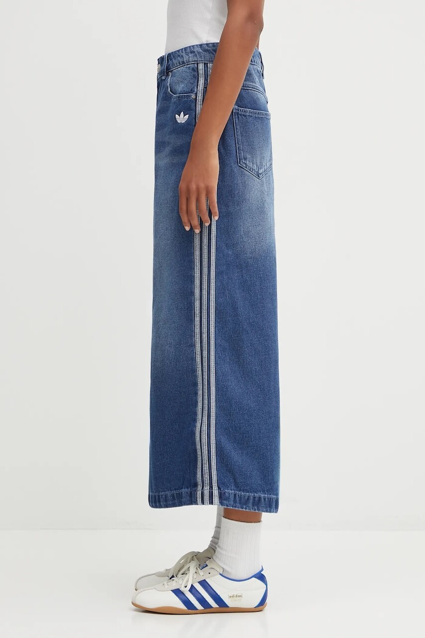 Sukňa adidas Originals Denim Long Skt modrá farba, midi, rovný strih, JW2658