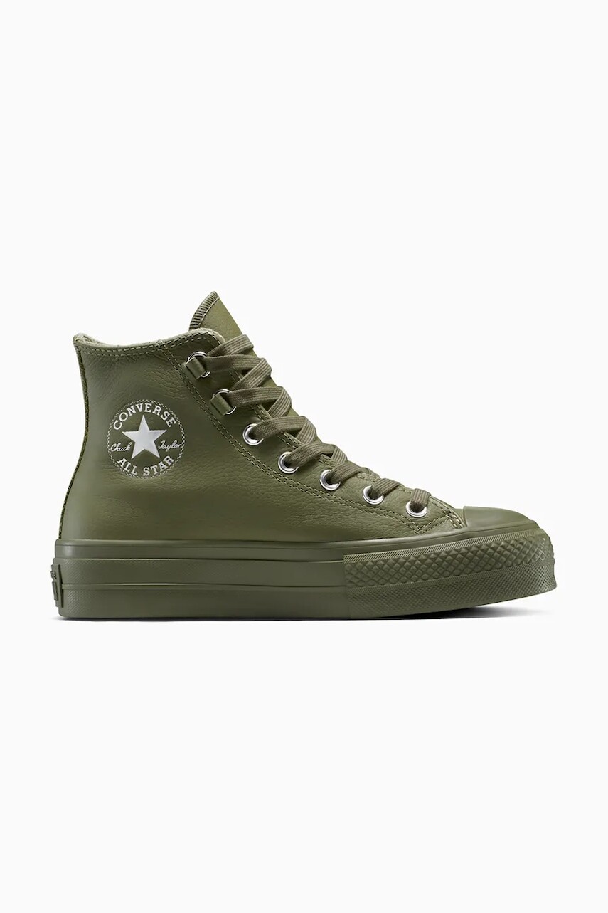 Kožené tenisky Converse Chuck Taylor All Star Lift zelená farba, A12968C