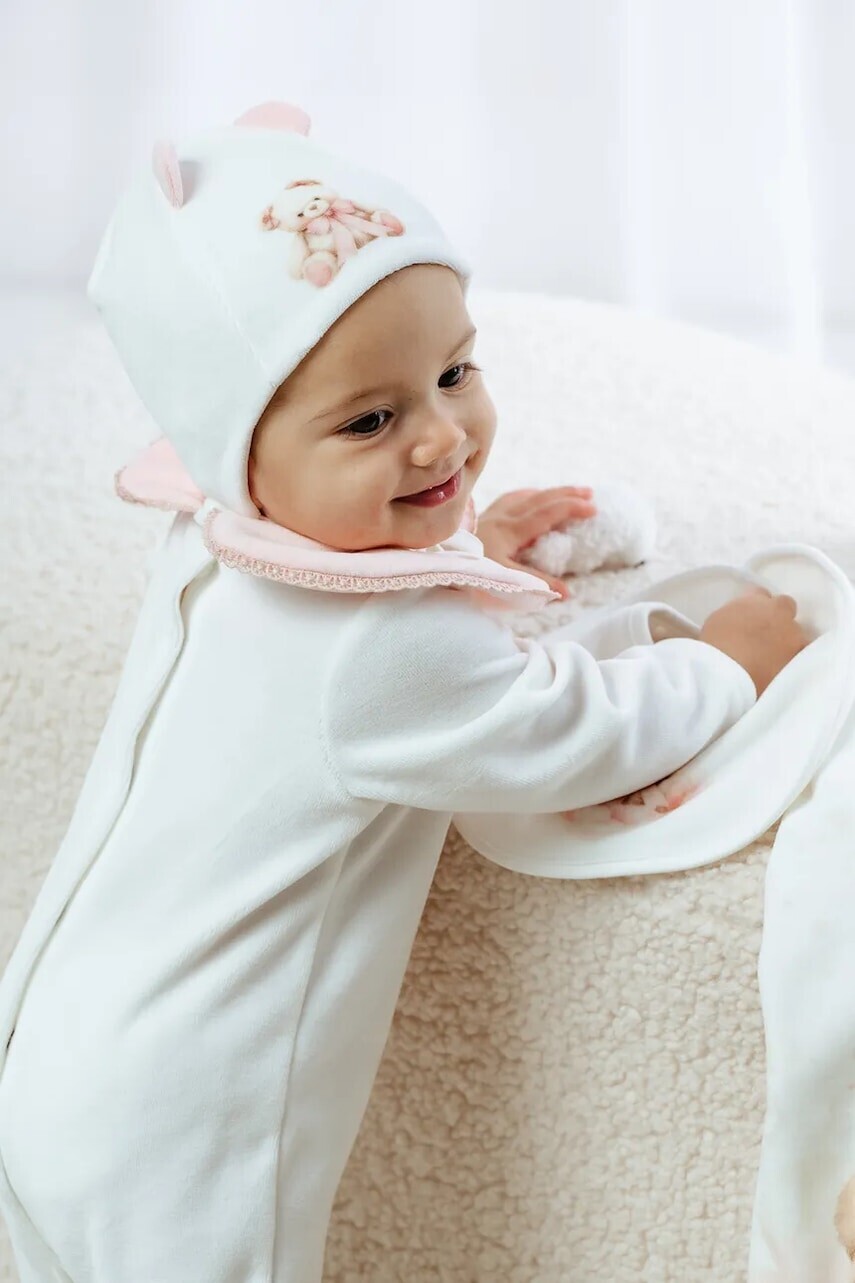 Čiapka pre bábätká Jamiks SOELI béžová farba biela, JZI150