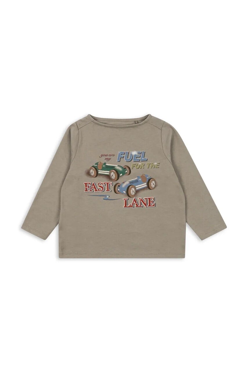 Detská bavlnená košeľa s dlhým rukávom Konges Sløjd DREY LS TEE GOTS zelená farba, s potlačou, KS103783