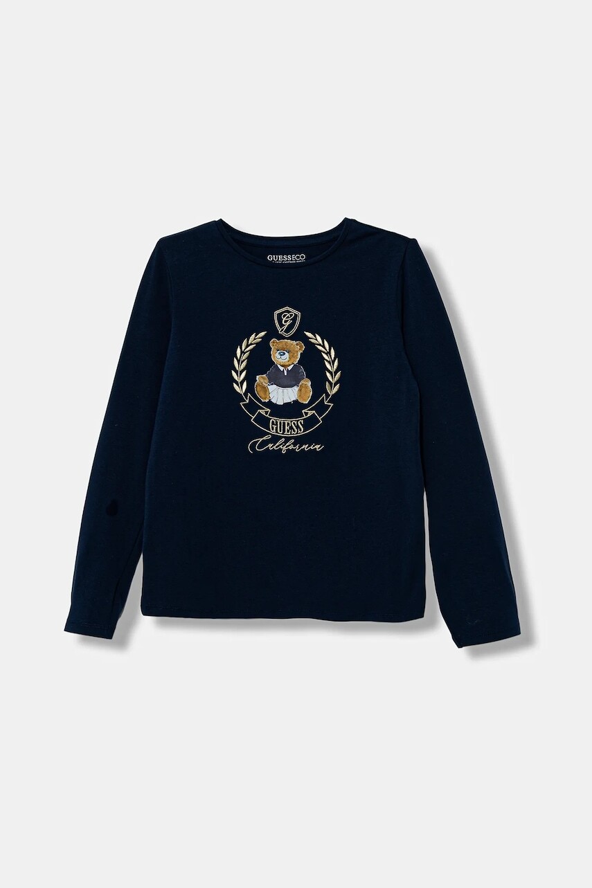 Detské tričko s dlhým rukávom Guess tmavomodrá farba, J5BI26 J1314