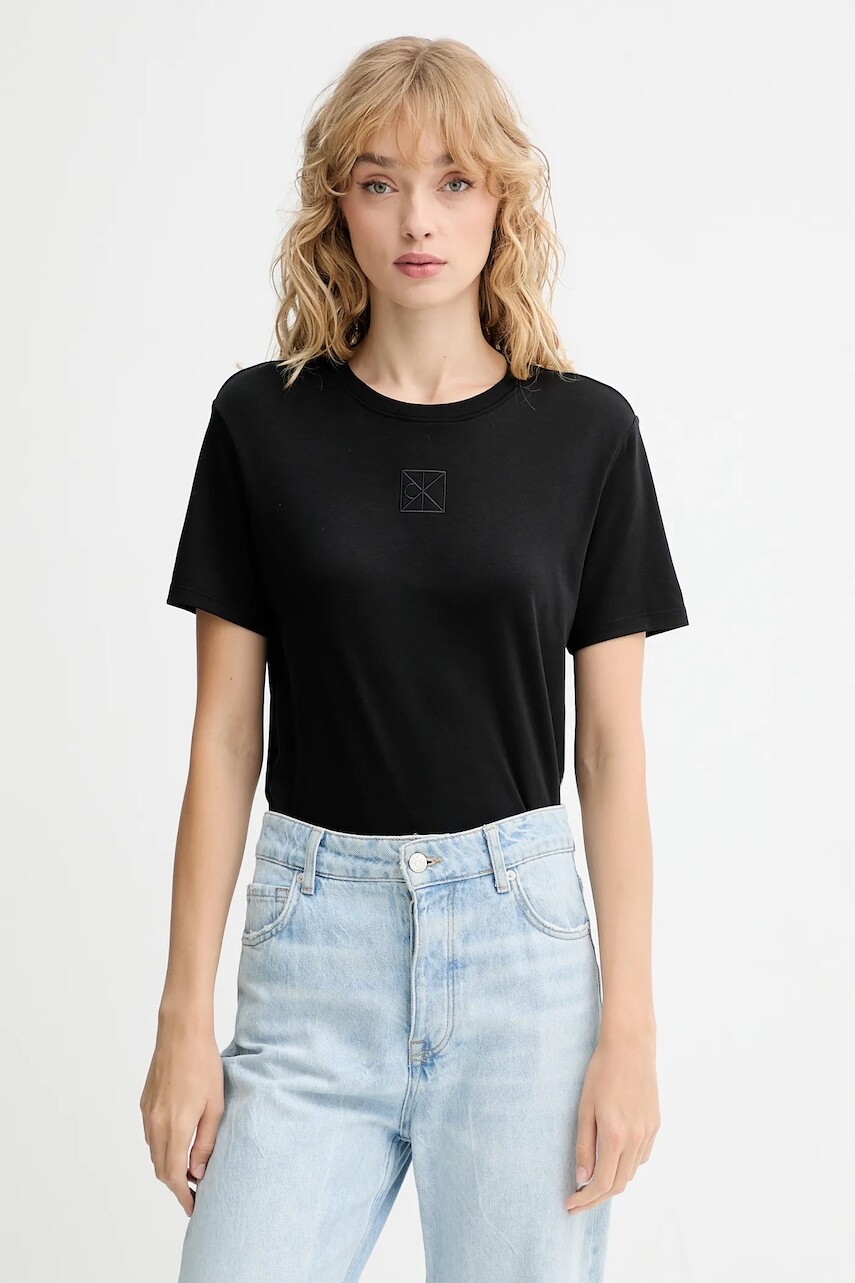 Bavlnené tričko Calvin Klein dámske, čierna farba, LV044D201G