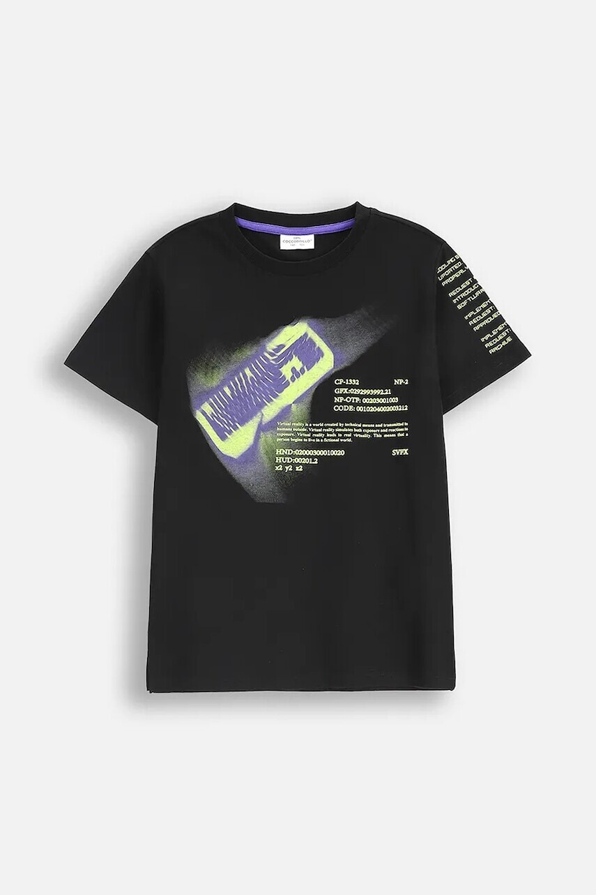 Detské bavlnené tričko Coccodrillo čierna farba, s potlačou, X-RAY VISION BOY JUNIOR