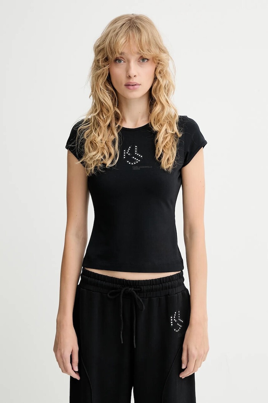 Tričko Karl Lagerfeld Jeans dámske, čierna farba, A4W17018