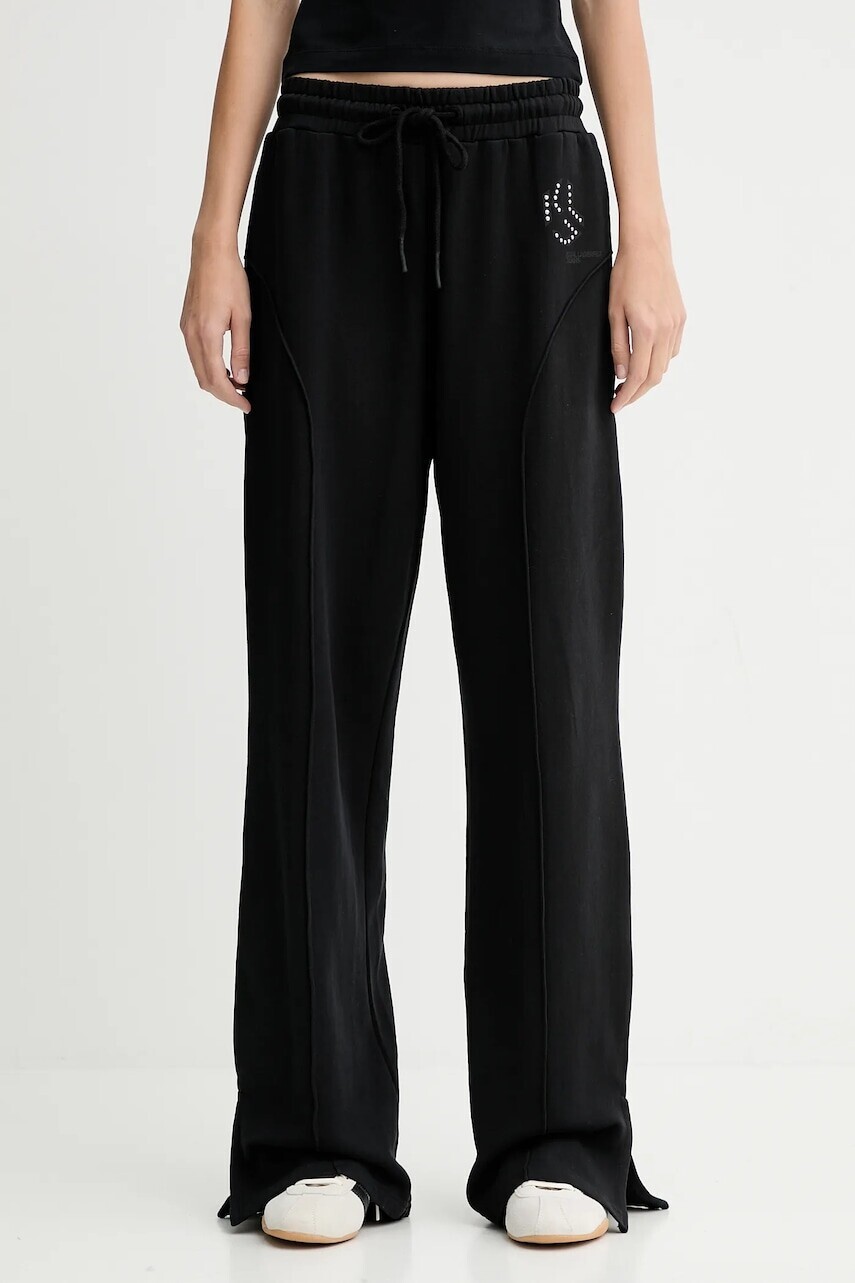 Bavlnené tepláky Karl Lagerfeld Jeans čierna farba, s nášivkou, A4W10080