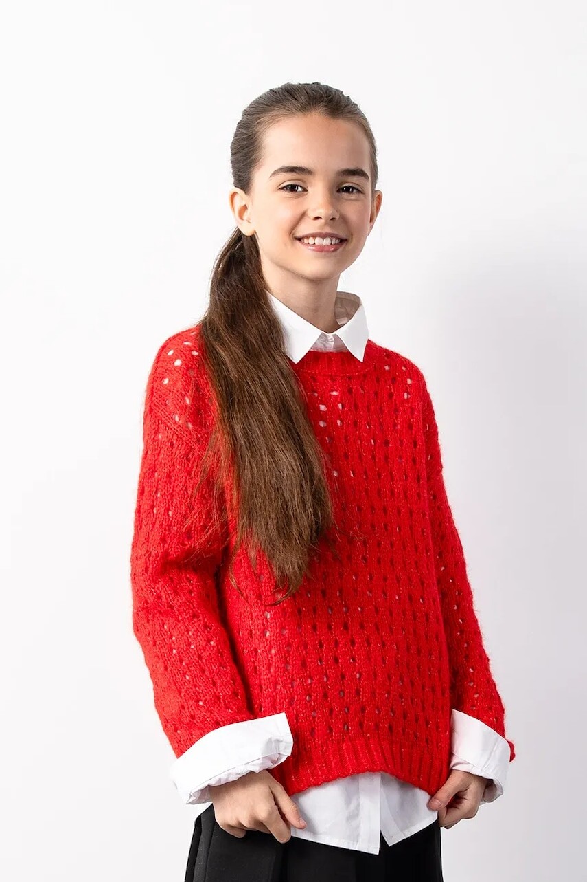 Detský sveter Coccodrillo červená farba, FABOLOUS GIRL JUNIOR