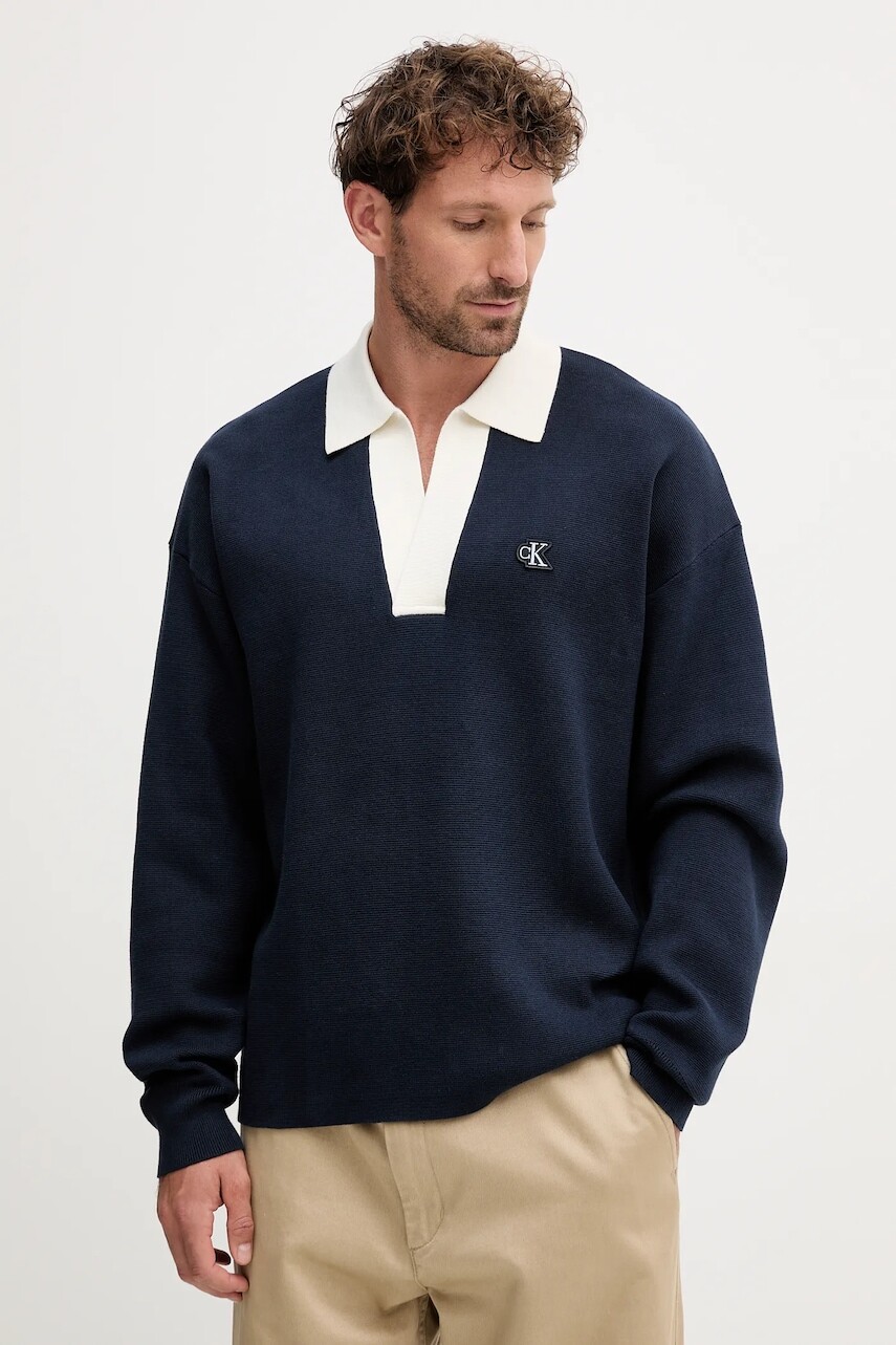 Sveter Calvin Klein Jeans tmavomodrá farba, LV04RD303G