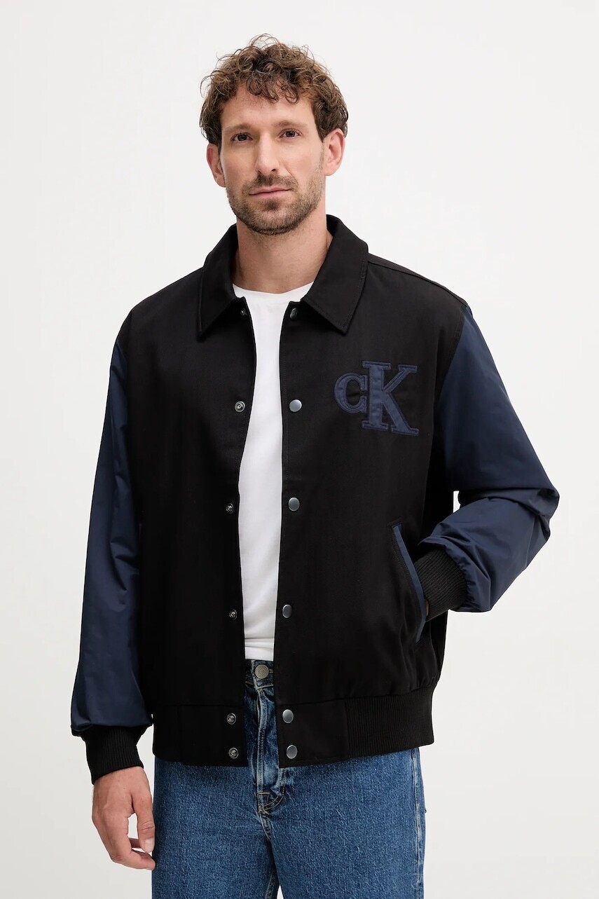 Bunda Calvin Klein Jeans čierna farba, prechodná, LV04RD400G