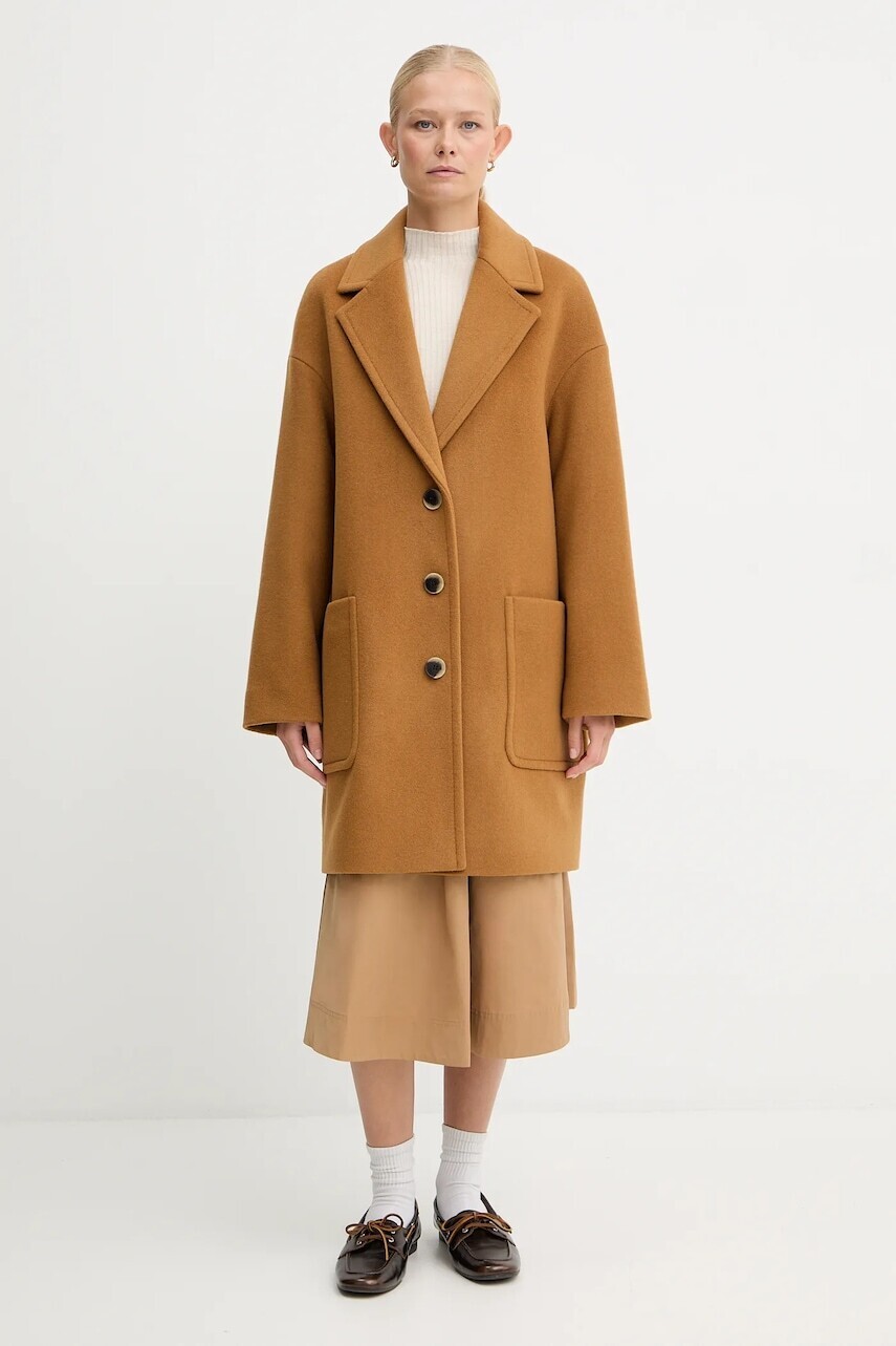 Kabát s prímesou vlny MAX&Co. hnedá farba, 2526016023200