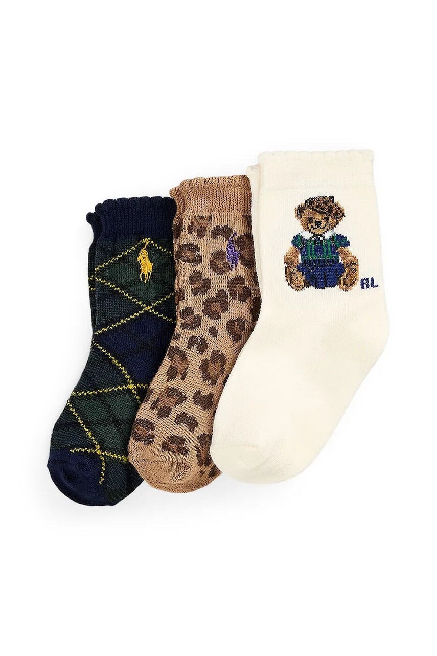 Detské ponožky Polo Ralph Lauren 3-pak tmavomodrá farba, 445P03251001