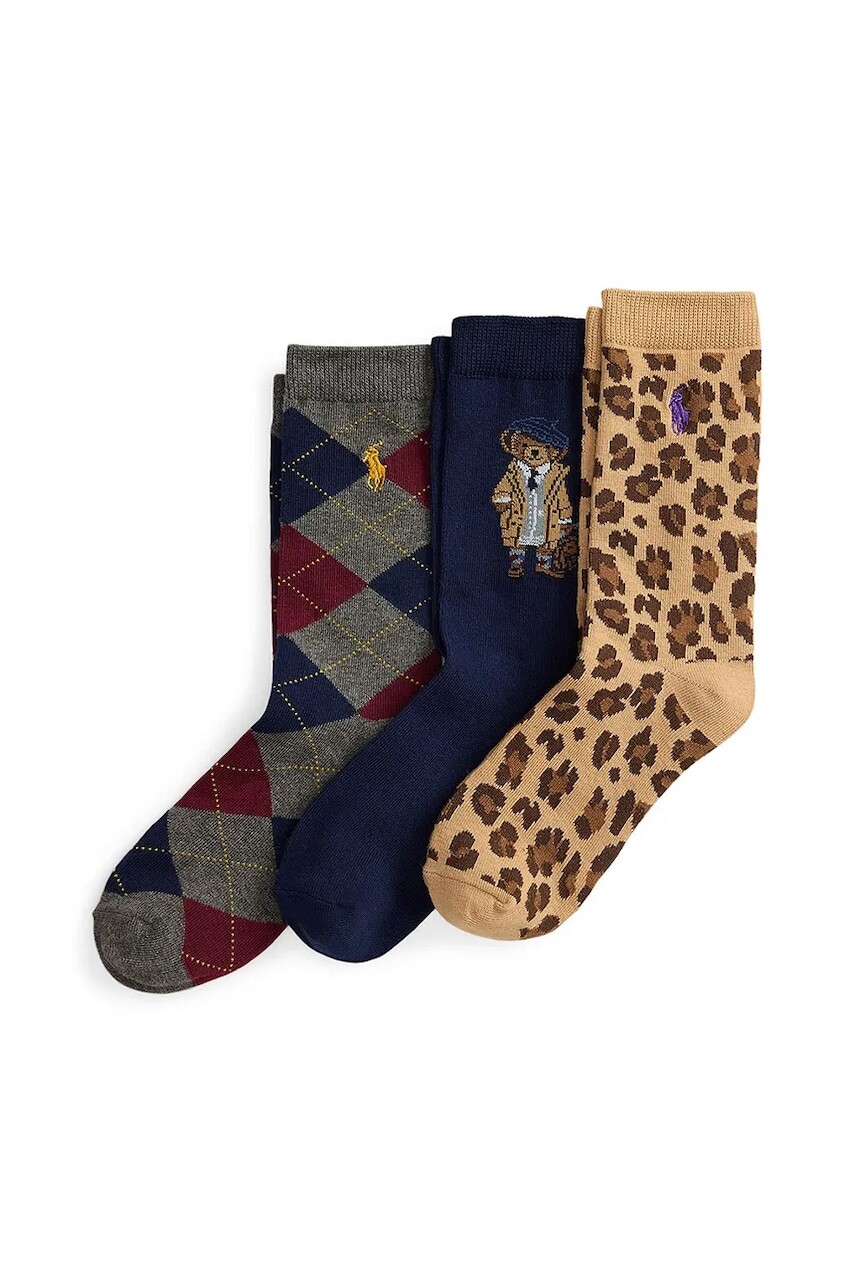 Detské ponožky Polo Ralph Lauren 3-pak tmavomodrá farba, 448P03258001