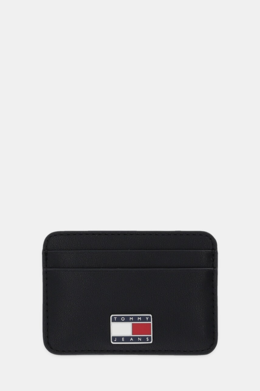 Puzdro na karty Tommy Jeans čierna farba, AW0AW18030