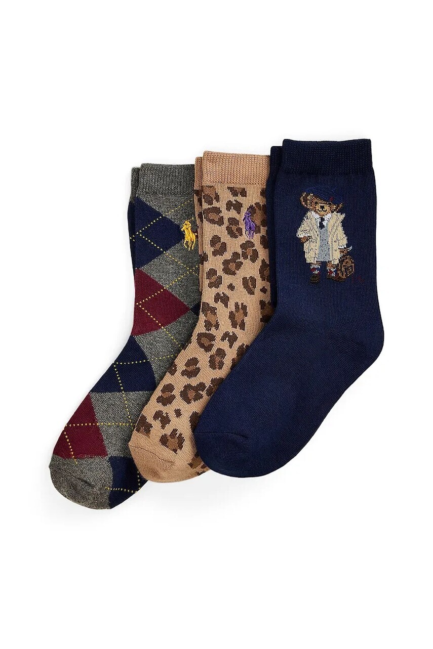Detské ponožky Polo Ralph Lauren 3-pak tmavomodrá farba, 447P03258001