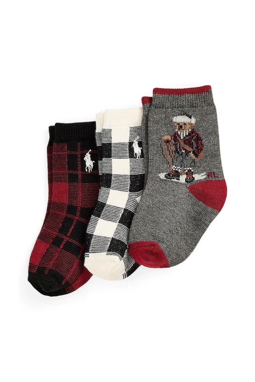 Detské ponožky Polo Ralph Lauren 3-pak šedá farba, 441P03158001