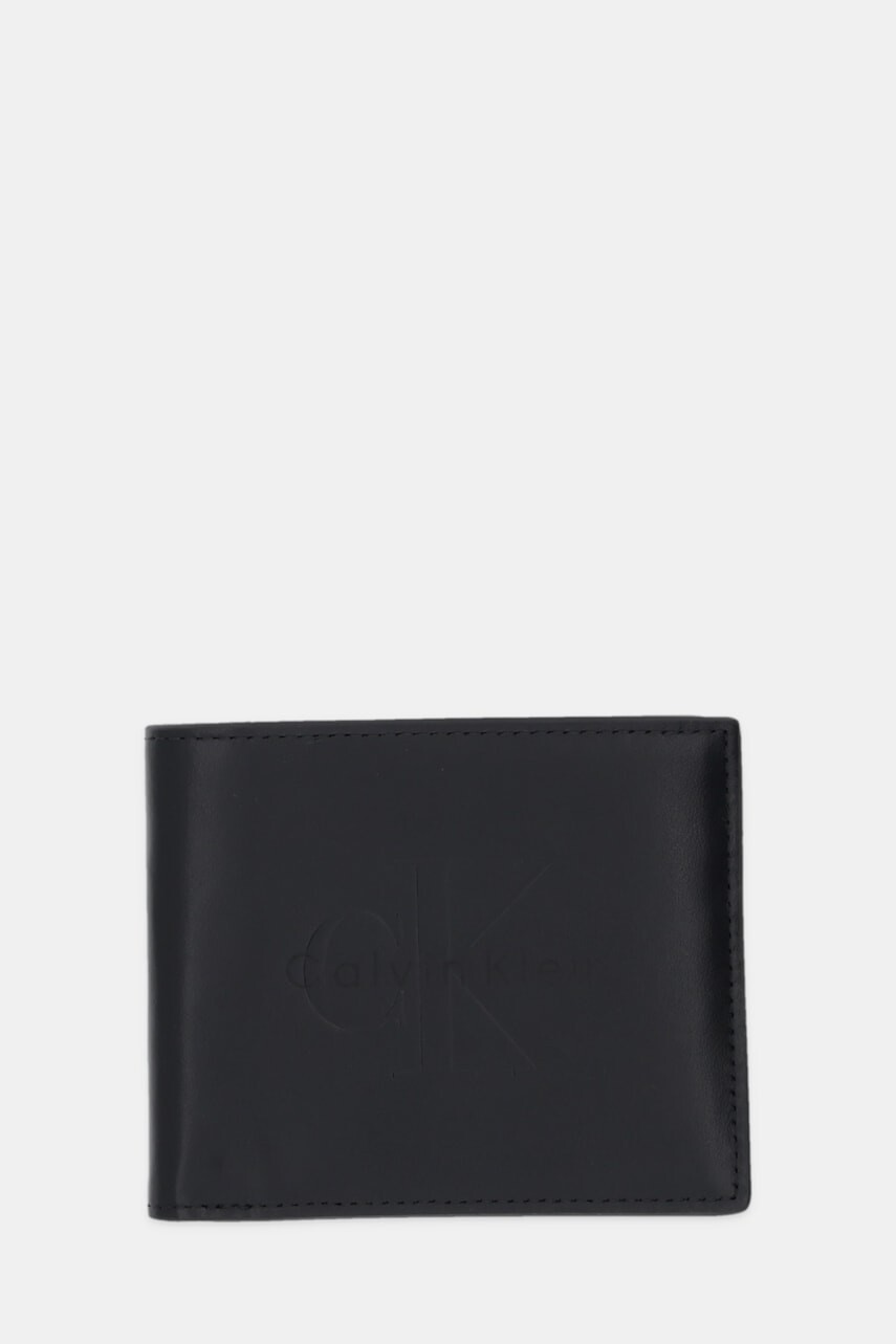 Kožená peňaženka Calvin Klein čierna farba, LV04D1155G