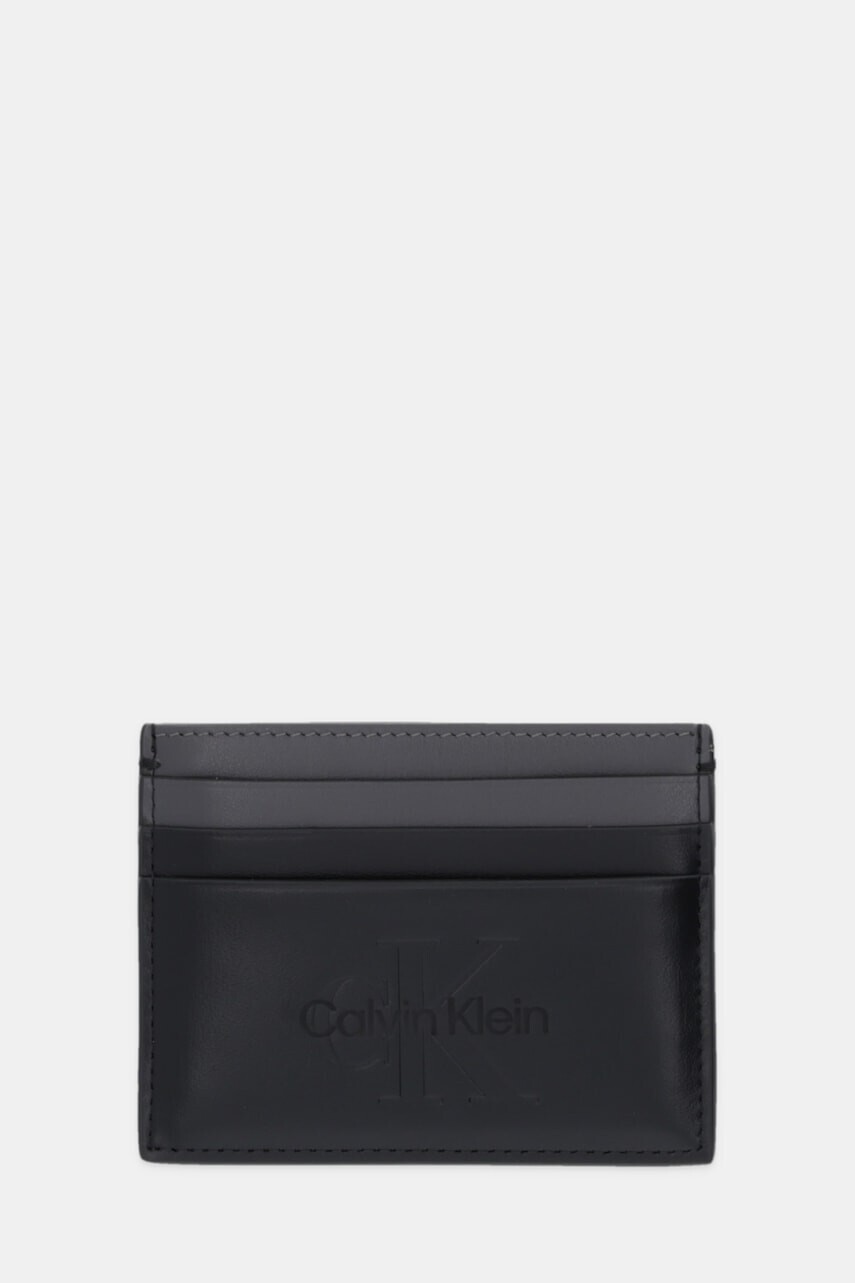 Kožené puzdro na karty Calvin Klein čierna farba, LV04D1154G