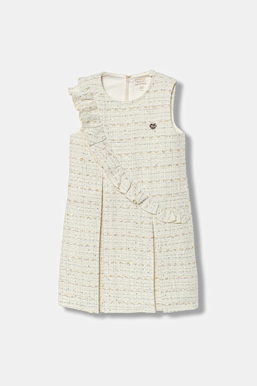 Detské šaty s prímesou vlny Guess béžová farba, mini, rovný strih, K5BK04 WGXO0