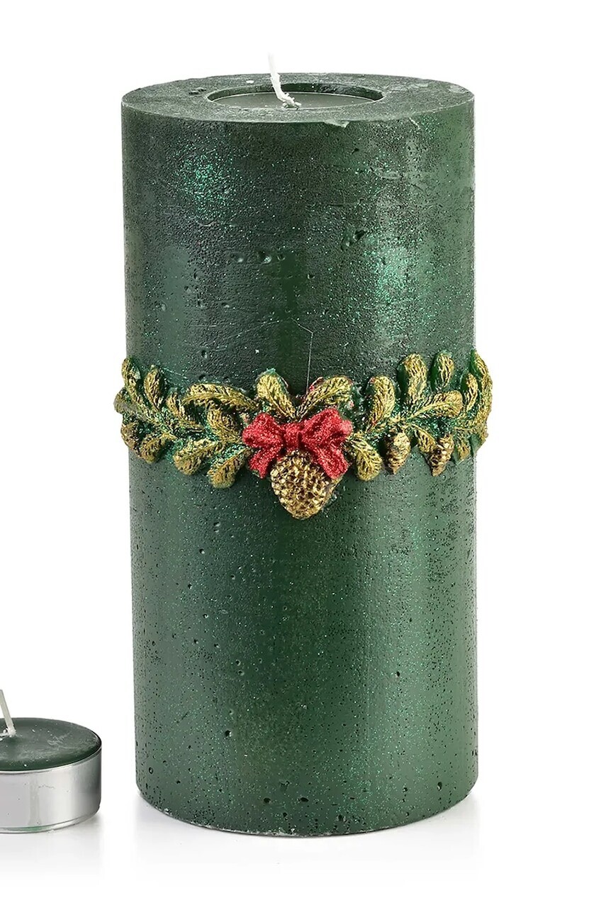 Dekoračný svietnik Affek Design 24 cm zelená farba