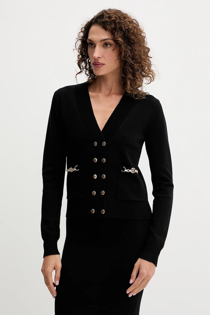 Kardigán Fracomina čierna farba, ľahký, FR25WT8010K55601