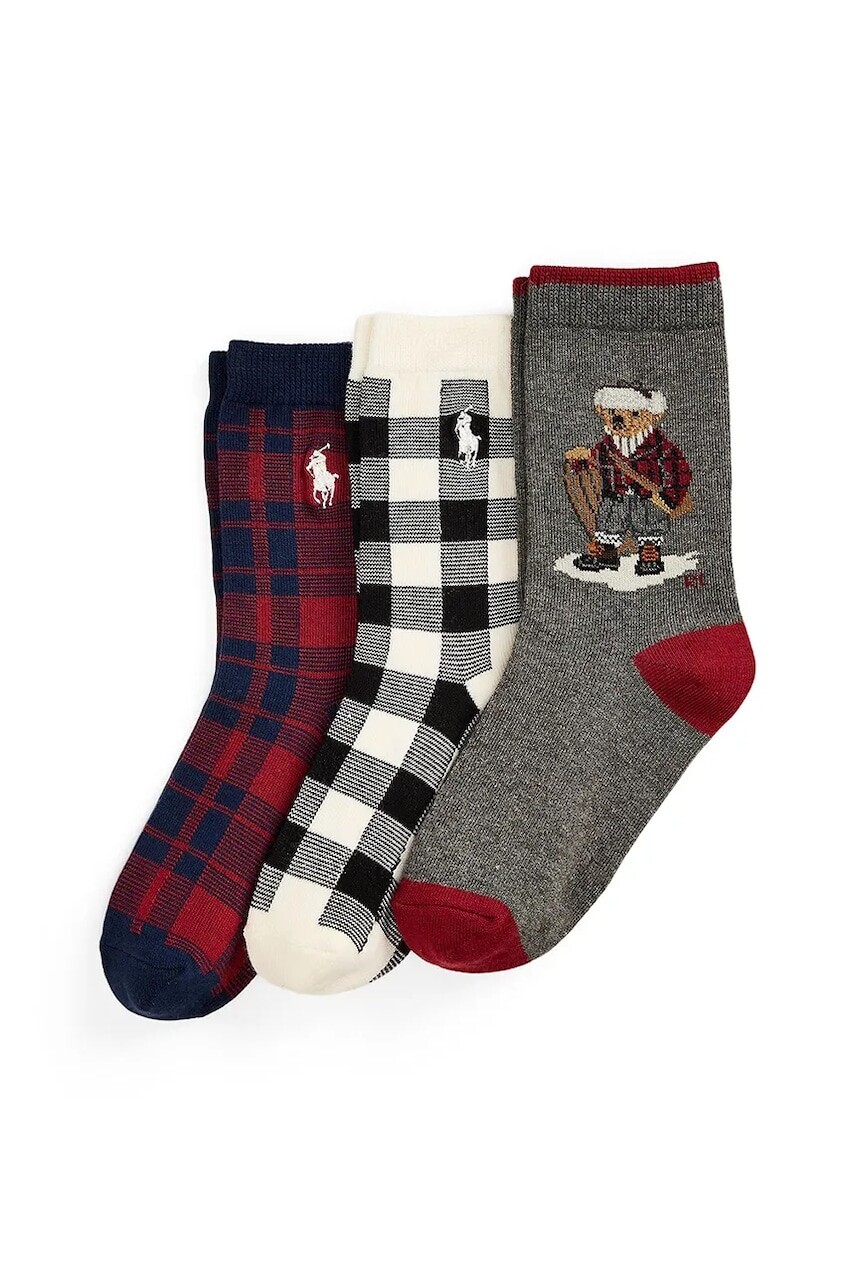 Detské ponožky Polo Ralph Lauren 3-pak šedá farba, 443P03158001