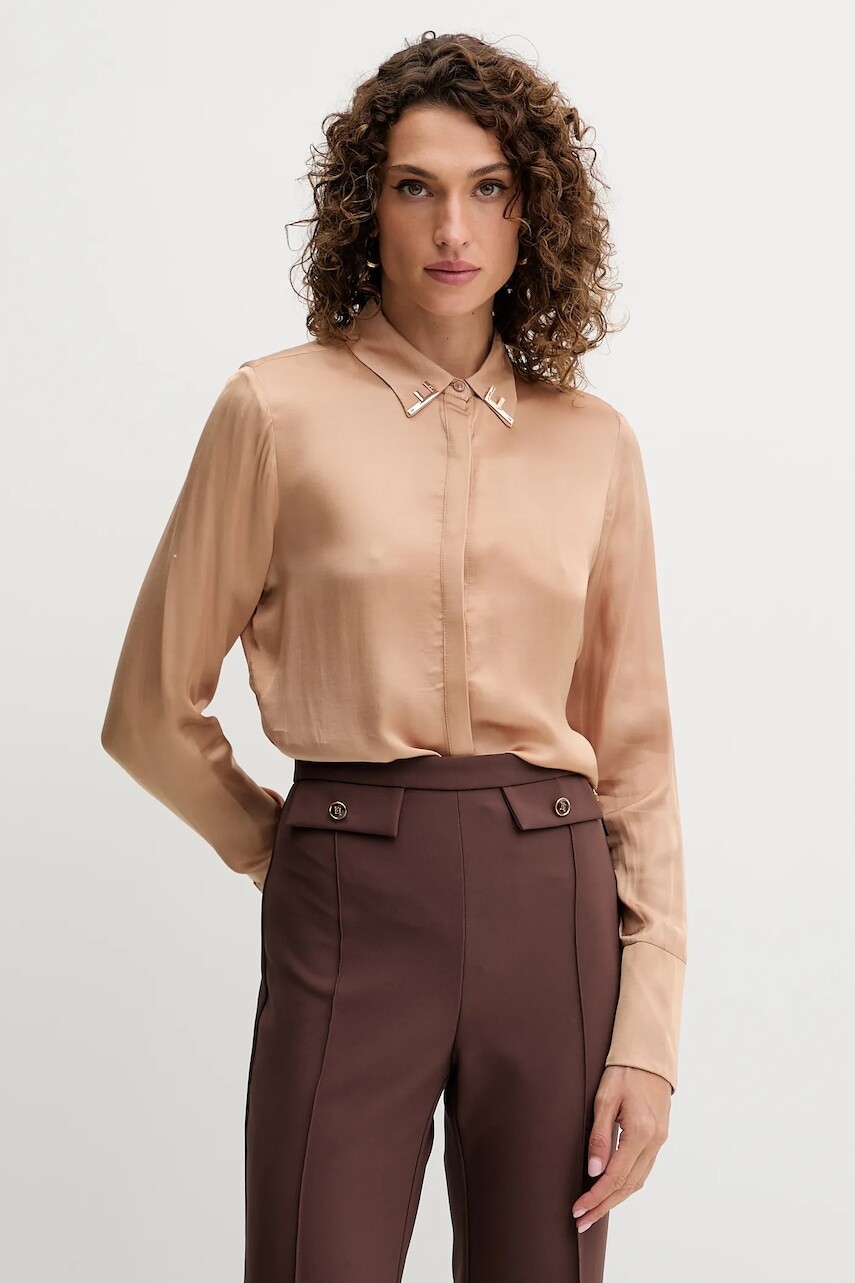 Košeľa Fracomina béžová farba, regular, s klasickým golierom, FS25WT6010W65101