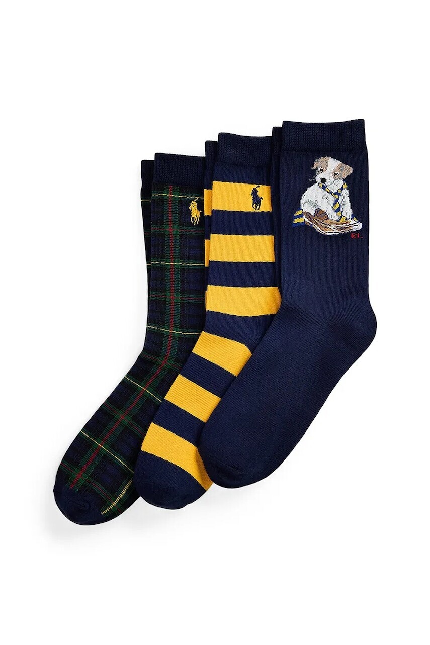 Detské ponožky Polo Ralph Lauren 3-pak tmavomodrá farba, 444P03154001