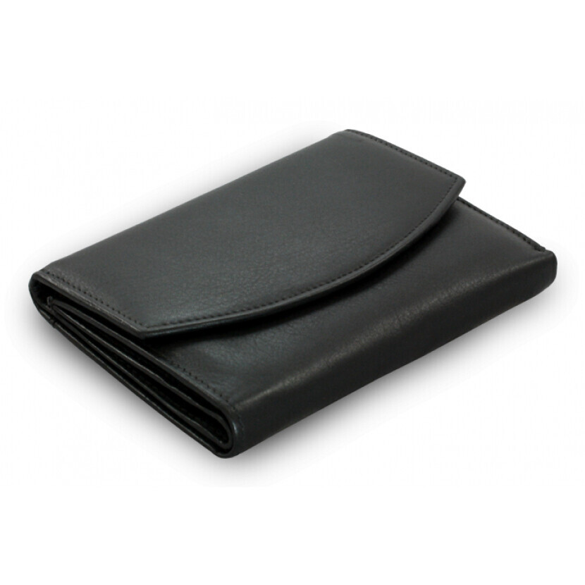 Dámska kožená peňaženka s dvoma poklopami Arwel 2407 - čierna