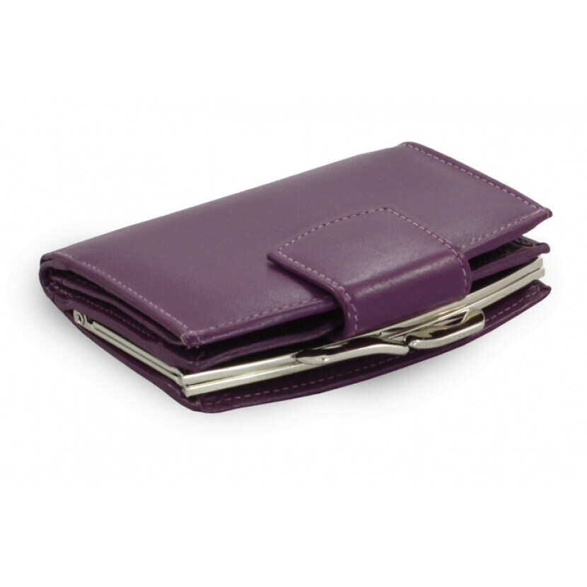 Dámska kožená rámová peňaženka so zápinkou Arwel 4537 - fialová