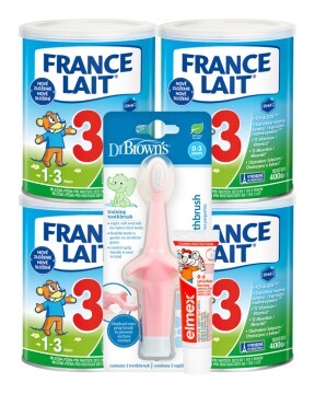 France Lait 3 4 x400g+Dr. BrownsZub.kef.slon ružov