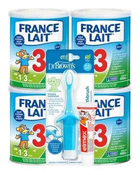 France Lait 3 4x400g+Dr. BrownsZub.kef.slon modrá