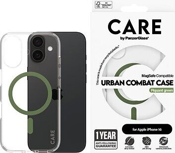 PanzerGlass CARE kryt Apple iPhone 16 MagSafe Urban Combat priehľadný/zelený