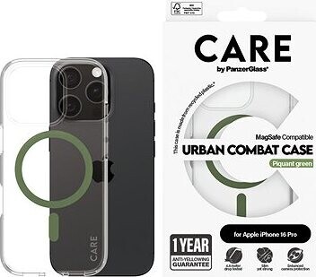 PanzerGlass CARE kryt Apple iPhone 16 Pro MagSafe Urban Combat priehľadný/zelený
