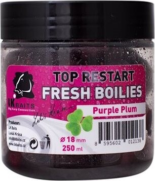LK Baits Fresh Boilie Top Restart Purple Plum 18 mm 250 ml