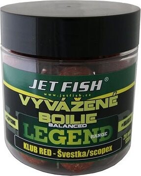 Jet Fish Vyvážené boilies Legend, Klub Red + Slivka/Scopex 20 mm 130 g