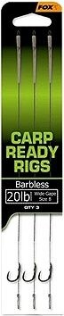 FOX Nadväzec Carp Ready Rigs Wide Gape Barbless 20 lbs Veľkosť 8 3 ks