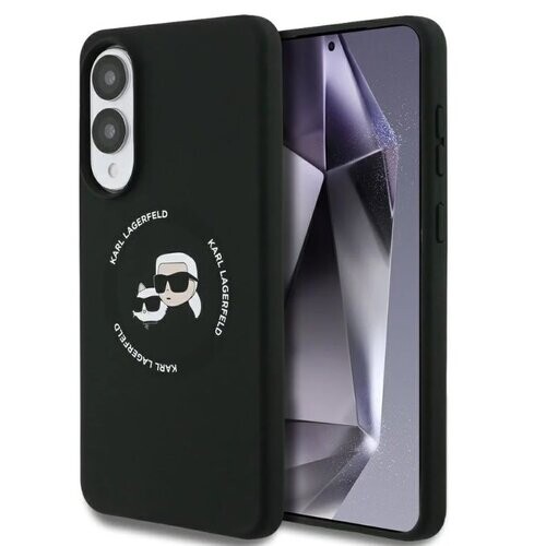 Karl Lagerfeld Liquid Silicone Double Heads MagSafe Zadní Kryt pro Samsung Galaxy S25 Edge Black