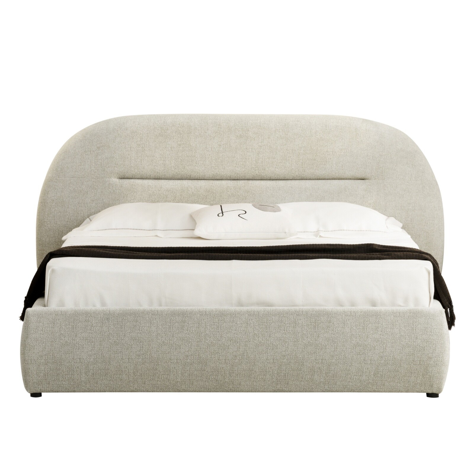 Dvoulůžková čalouněná postel Luno 160x200 s úložným prostorem béžová