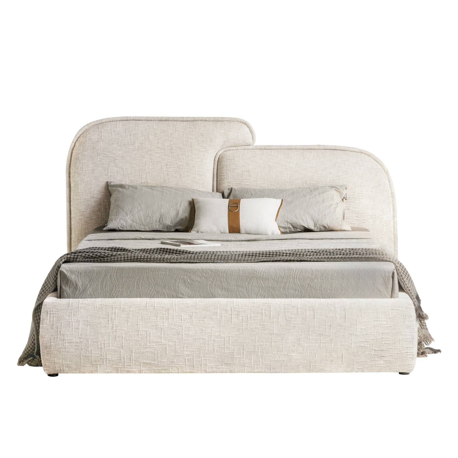 Dvoulůžková čalouněná postel Nestia 160x200 s úložným prostorem béžová