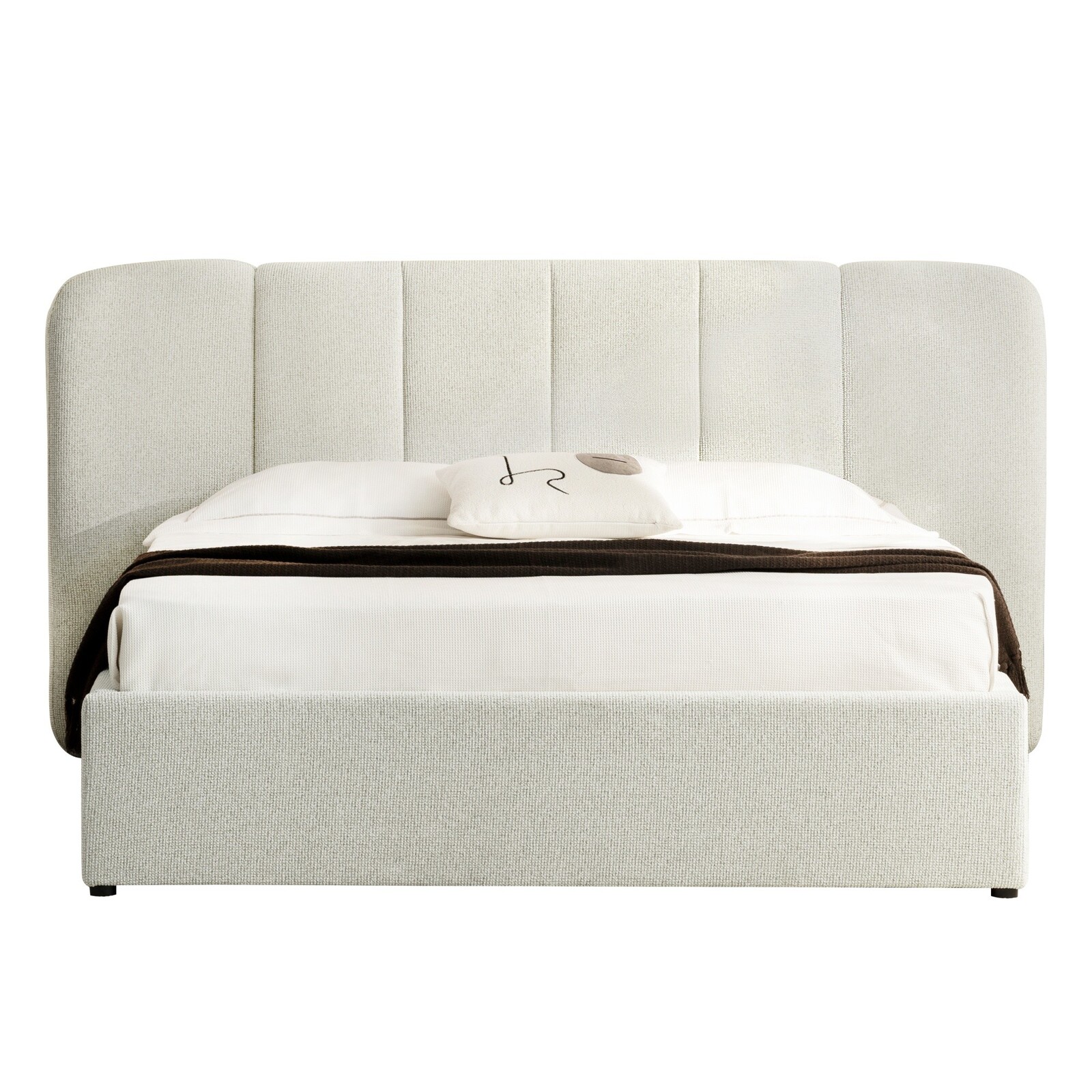 Dvoulůžková čalouněná postel Snoovia 160x200 s úložným prostorem béžová