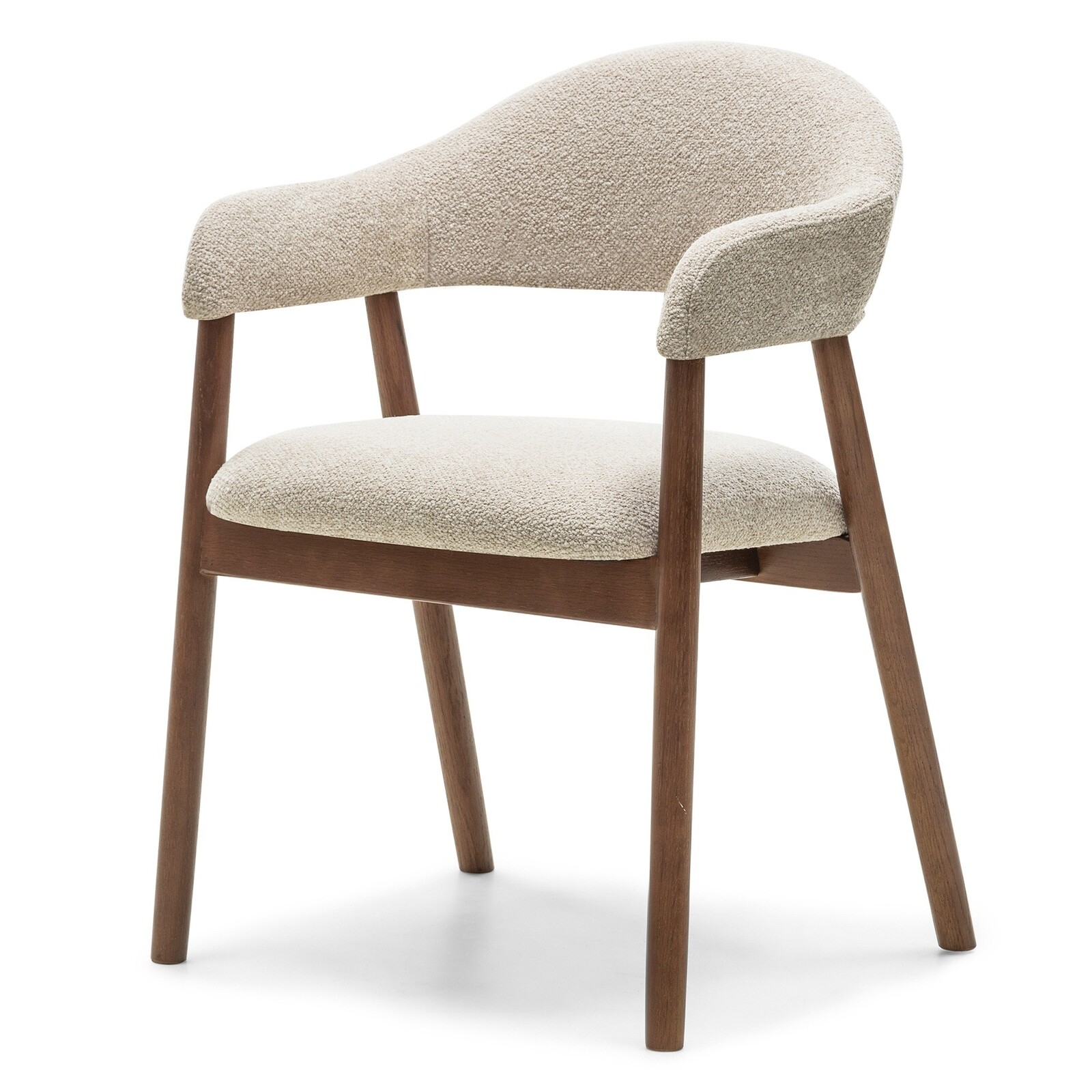 Jídelní křeslo Sorrento bouclé z masivu béžové/ořech tmavý