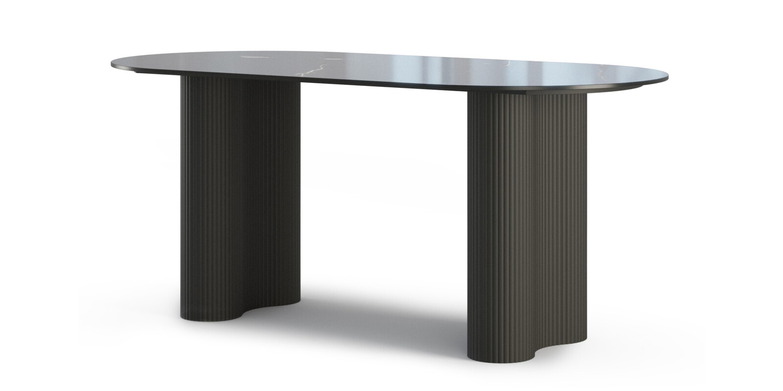 Jídelní oválný stůl Ribeira 180 cm černý/mramor