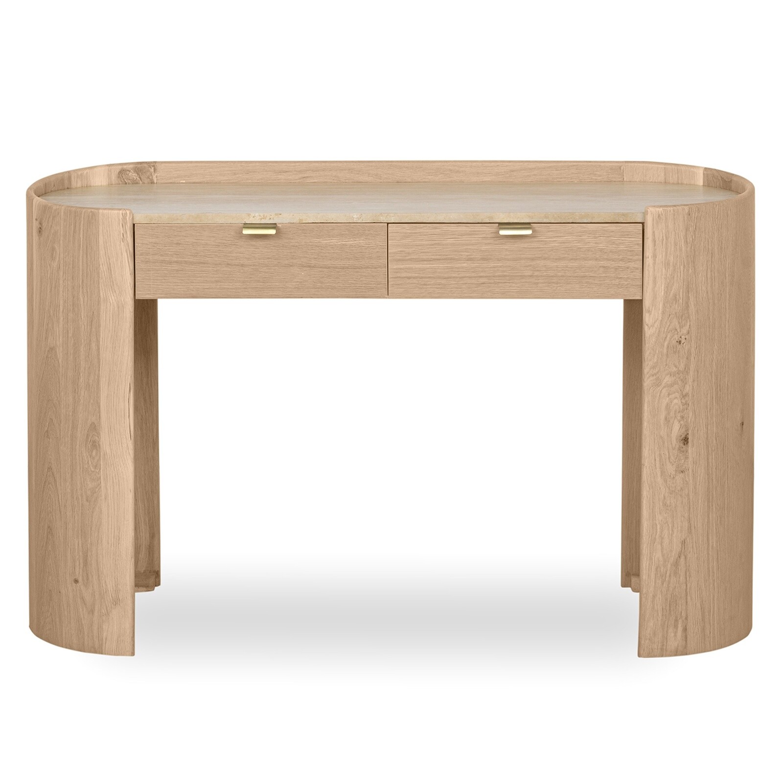 Konzolový stolek Furlo z masivu a travertinu dub přírodní