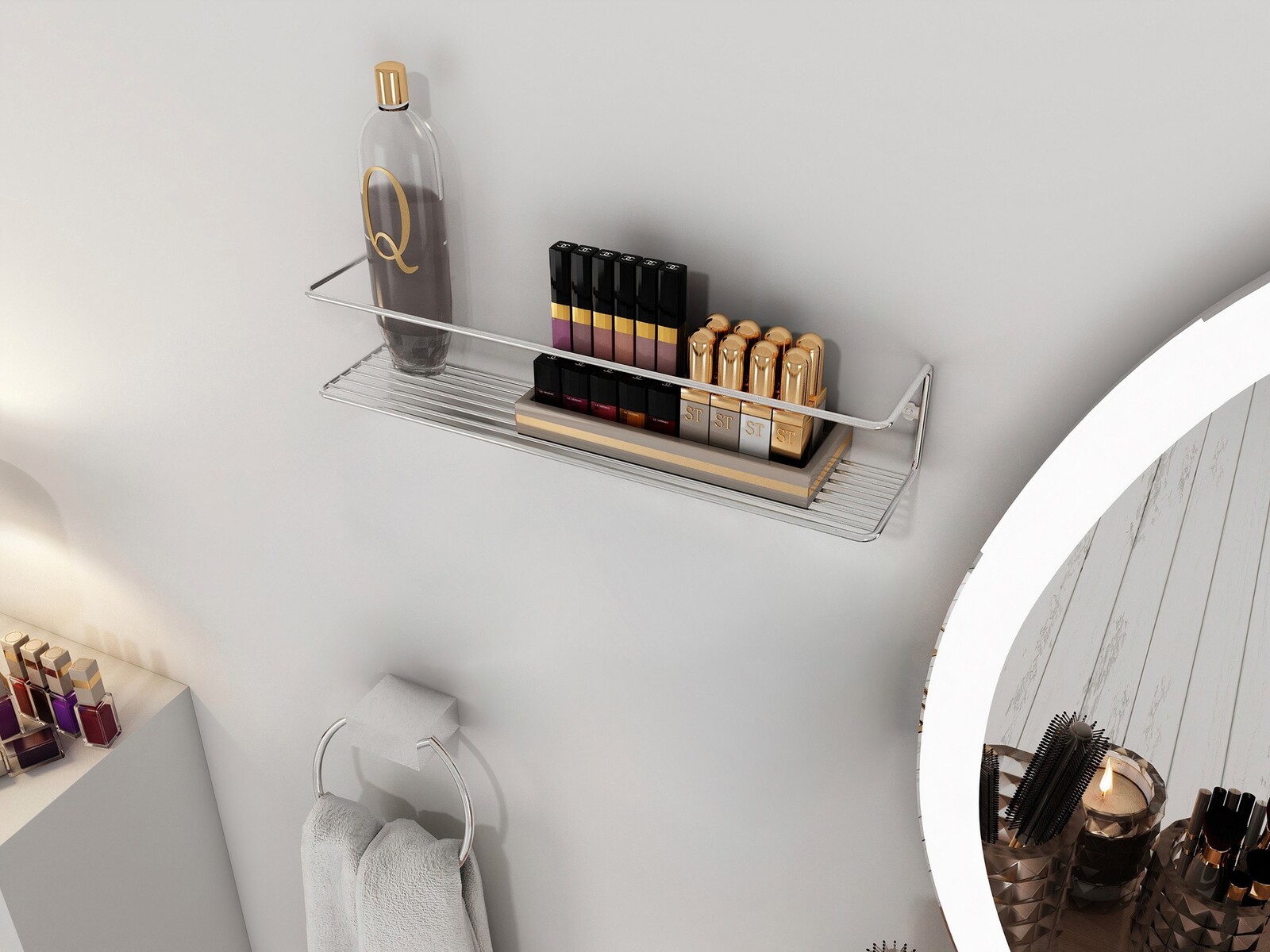 Nástěnná police BANYO chrom