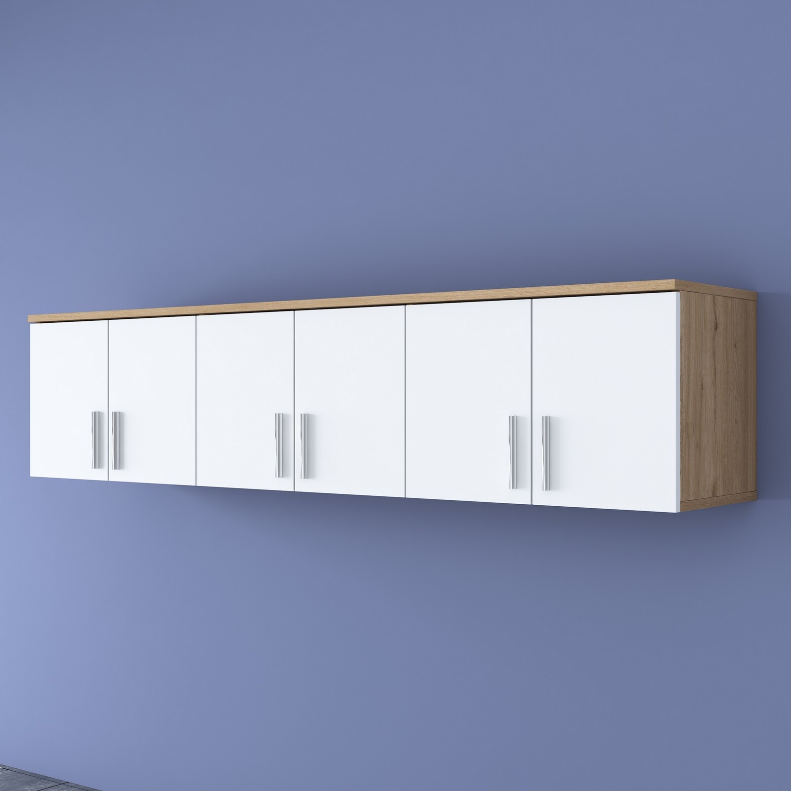 Nástěnná police EA114 ořech/bílá