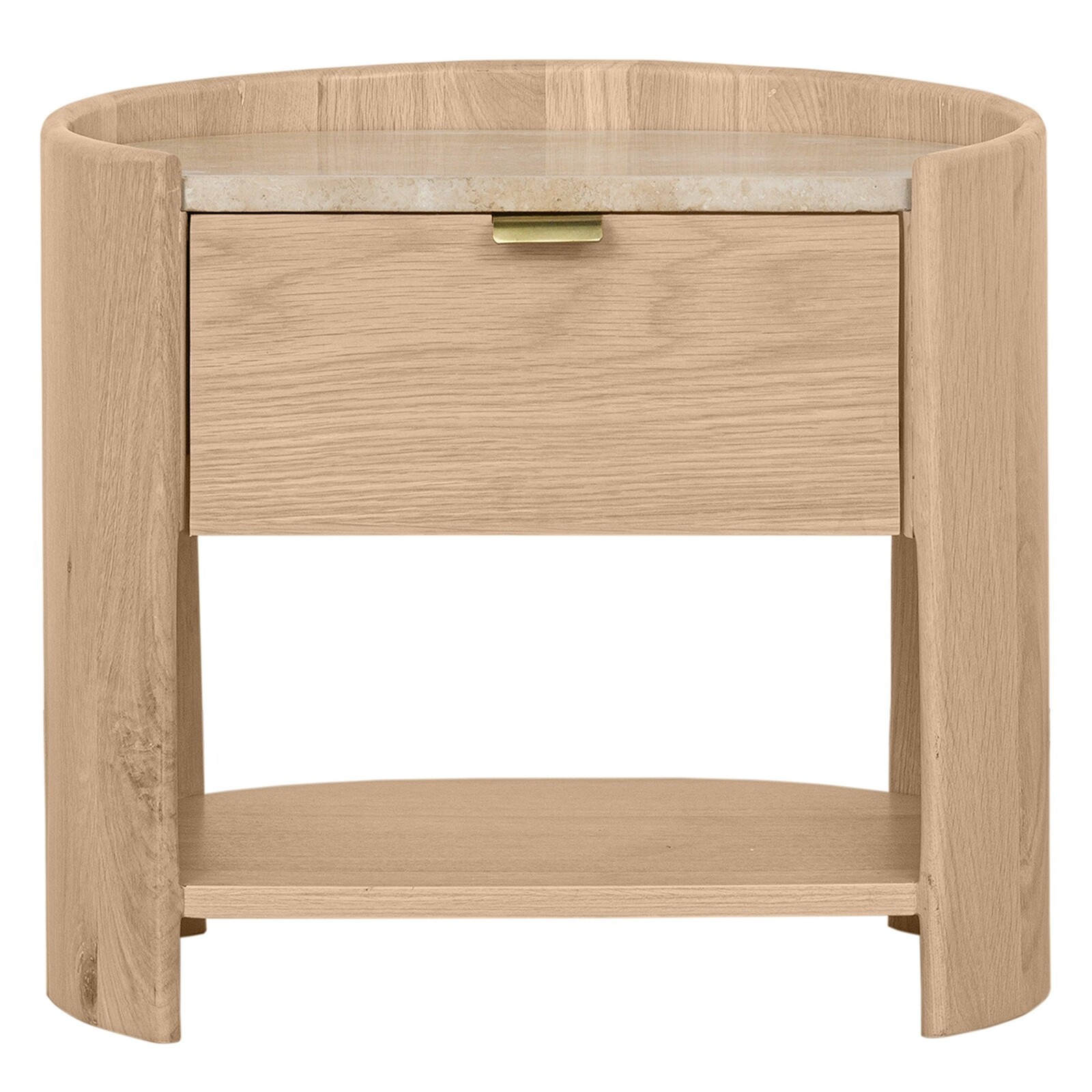 Noční stolek Furlo z masivu a travertinu dub přírodní