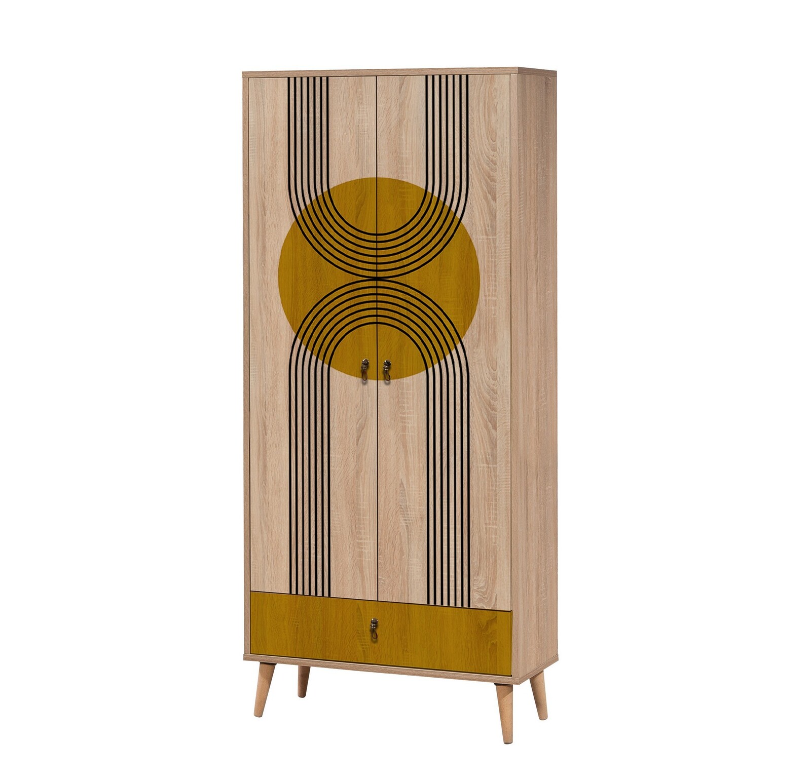 Šatní skříň Grandrop Sun 80 cm hnědá/vícebarevná