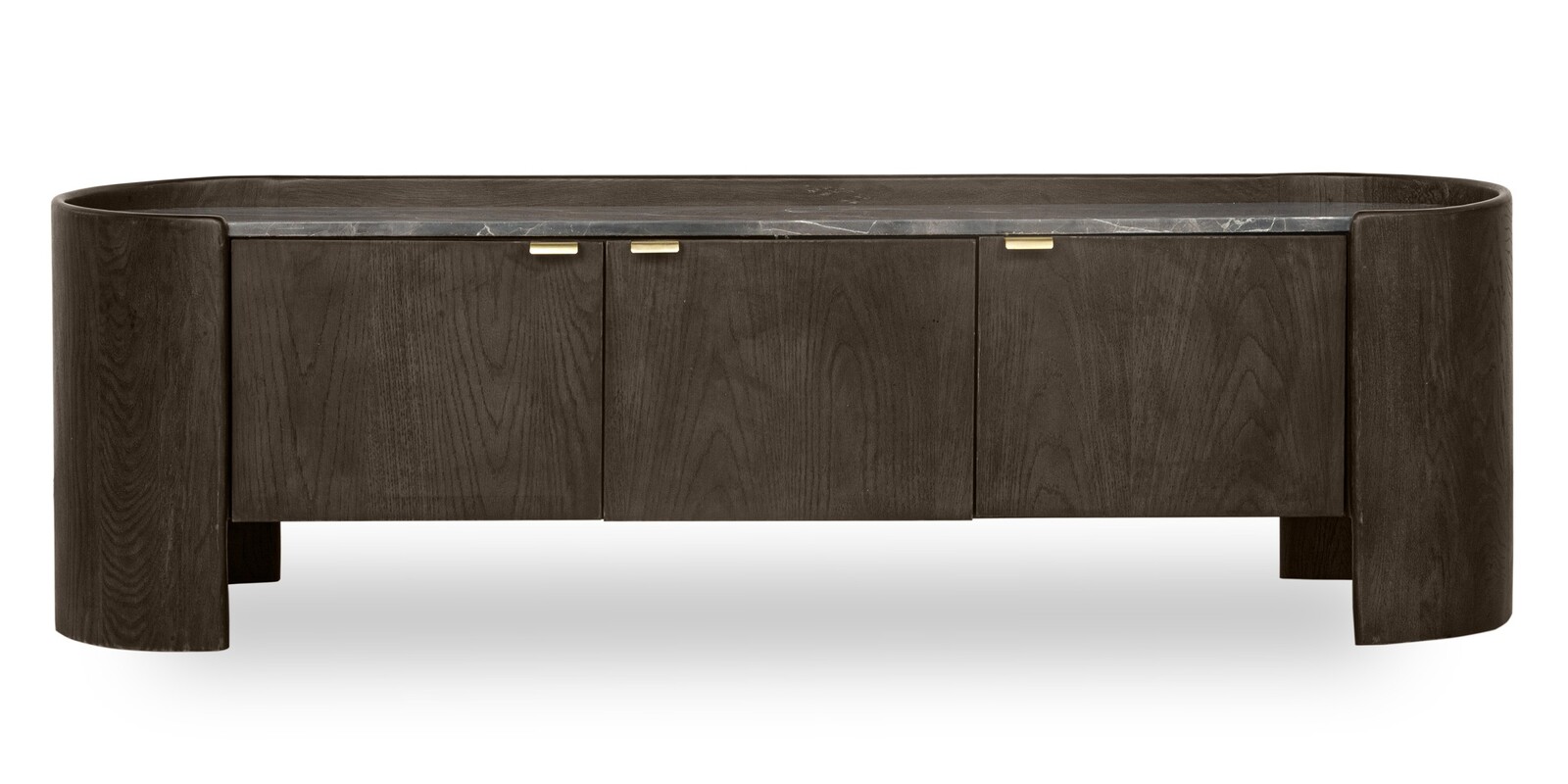 TV stolek Furlo 165 cm z masivu a mramoru ořech